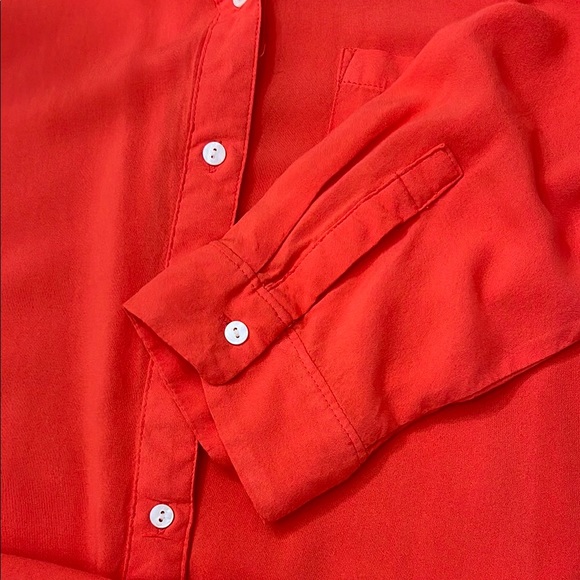 Women's Red Button Down Shirt - Picture 7 of 8